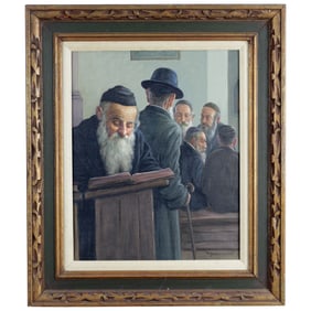 Rabbis in Study - Oil on Canvas by K. Sewczenko
