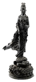 Large Bronze Guanyin Statue: Chinese Buddhist Sculpture