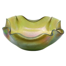 Loetz Crete Papillon Iridescent Glass Bowl