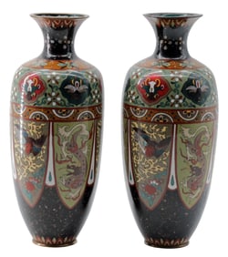 Antique Pair of Japanese Cloisonne Vases
