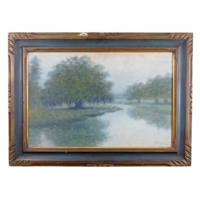Louisiana Bayou, with Oak and Cypress Trees by Alexander J Drysdale