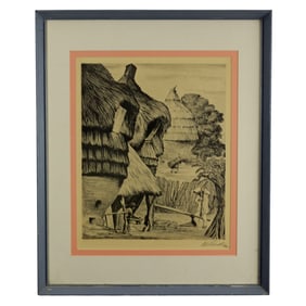 Grinding Maize, Offset Lithograph, Leopoldo Mendez
