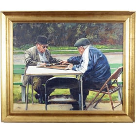 Backgammon in the Park - Oil on Canvas - Craig Nelson