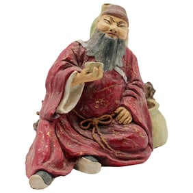 Chinese Poet Li Bai Making a Toast, Meredith Rambo, Ceramic Sculpture