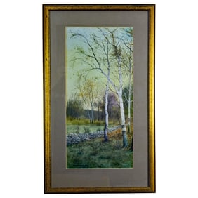 George Howell Gay (1858–1931) Birches Beyond a Stone Wall