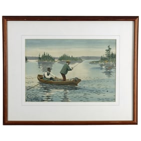 After A. B. Frost — Angler in Canoe (Sporting Scene)