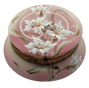 C. F. Monroe Wave Crest Large Hand-Painted Floral Jewel Dresser Box, c. 1900