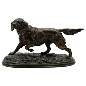 E. Delabrierre Irish Setter - 19th-Century French Animalier Bronze, Signed