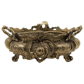 Antique Rococo Revival Brass Jardiniere Mount with Handles, c. 1890-1910