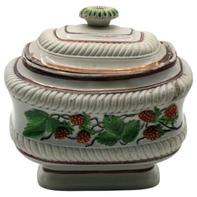 Staffordshire Strawberry-Decorated Sugar Box, c. 1820–1840