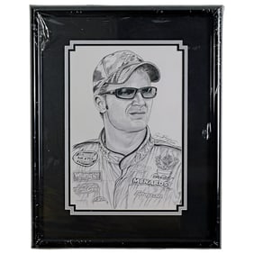 Sam Bass Original Pencil Portrait Of Dale Earnhardt Jr Signed And Certified 2006 Framed