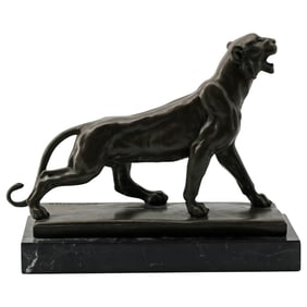 After Pierre Jules Mene - Roaring Lion Bronze, Signed P. Lecourtier