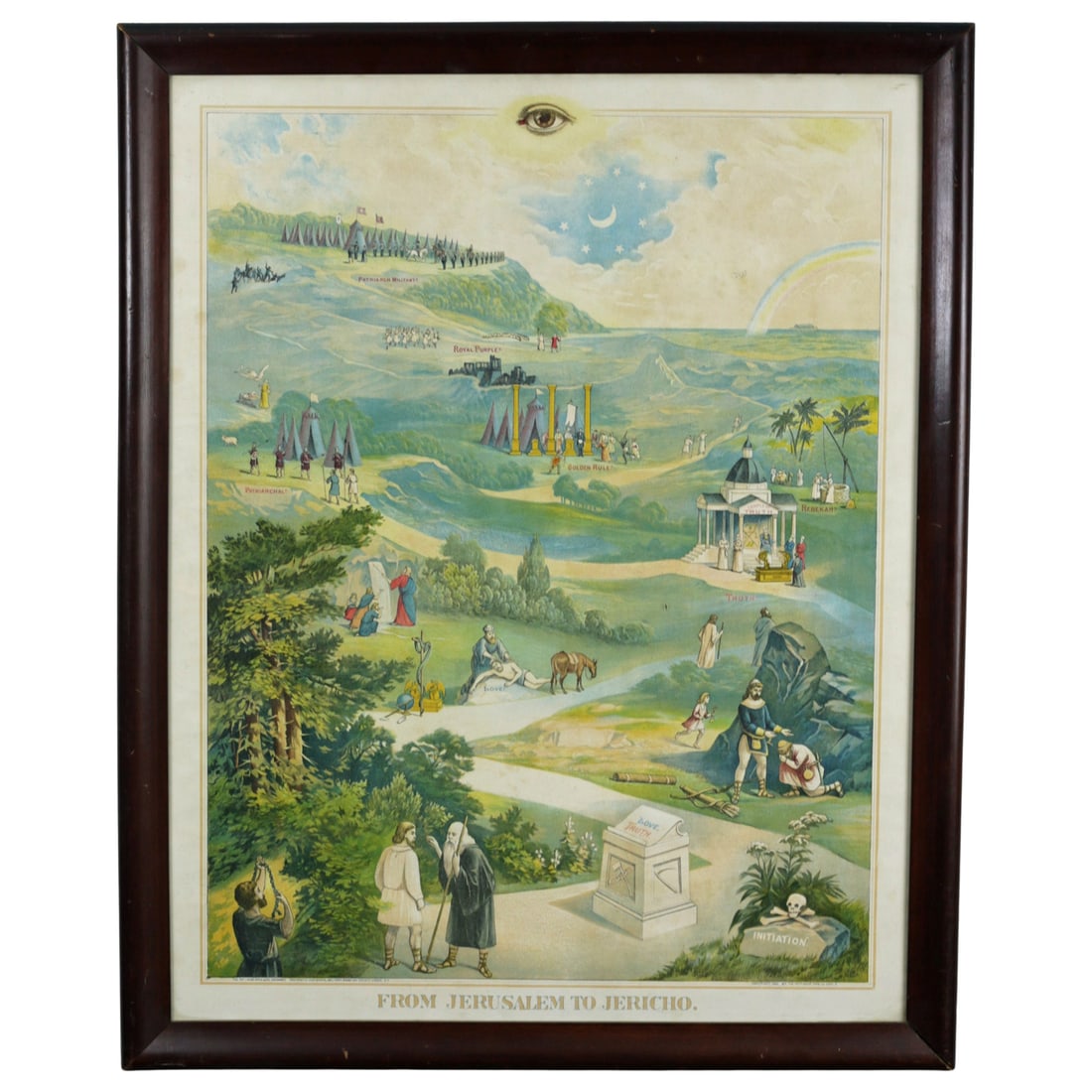 From Jerusalem to Jericho Independent Order of Odd Fellows Encampment Chart 1890 Framed Lithograph (1 of 6)