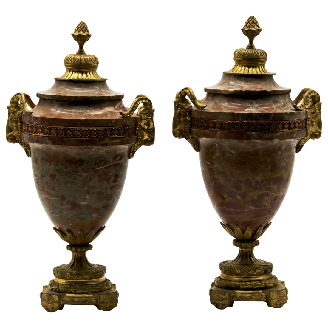 Antique Marble Urns With Gilt Bronze Fixtures (1 of 13)