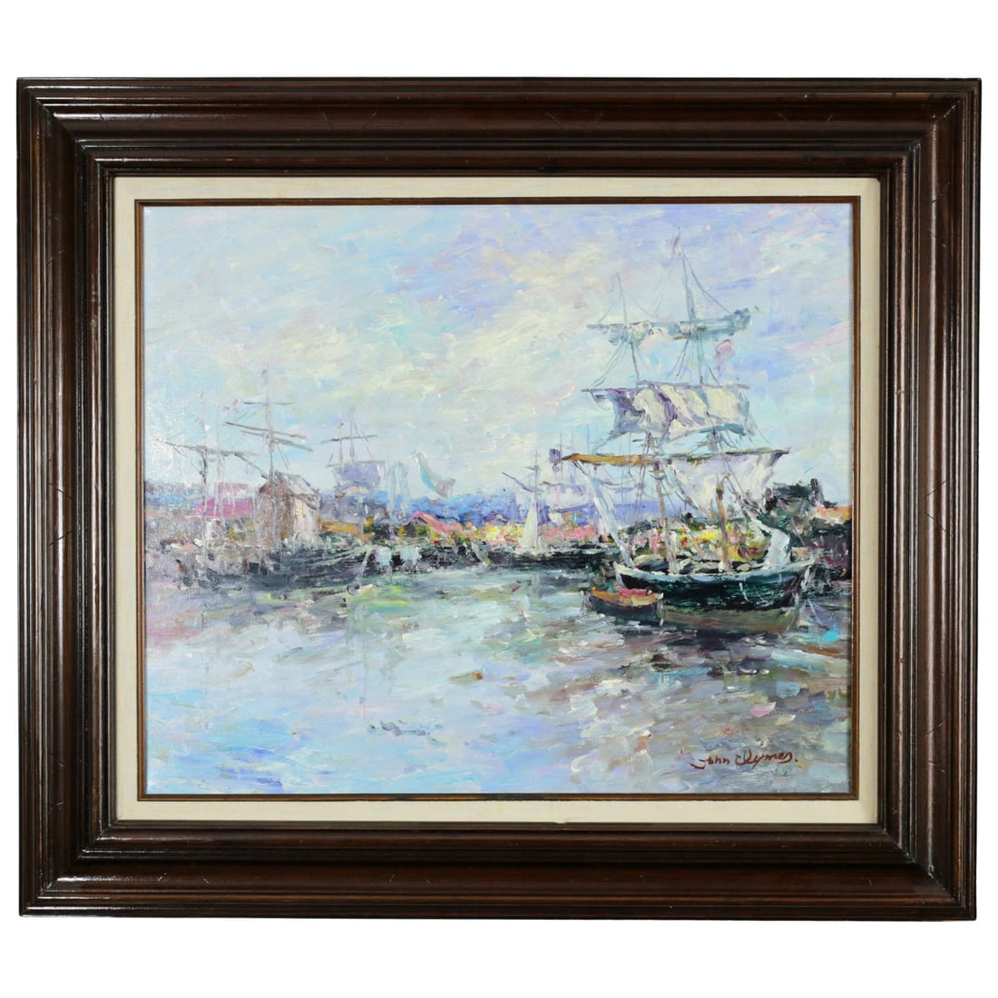 Ships In Harbor By John Clymer Original Oil Painting (1 of 5)