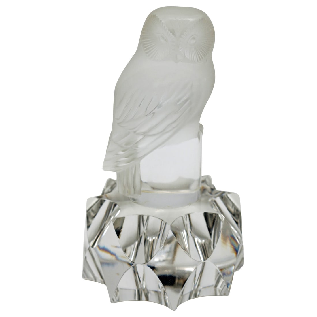 Vintage Lalique Frosted And Clear Crystal Owl Paperweight Signed Lalique France (1 of 5)