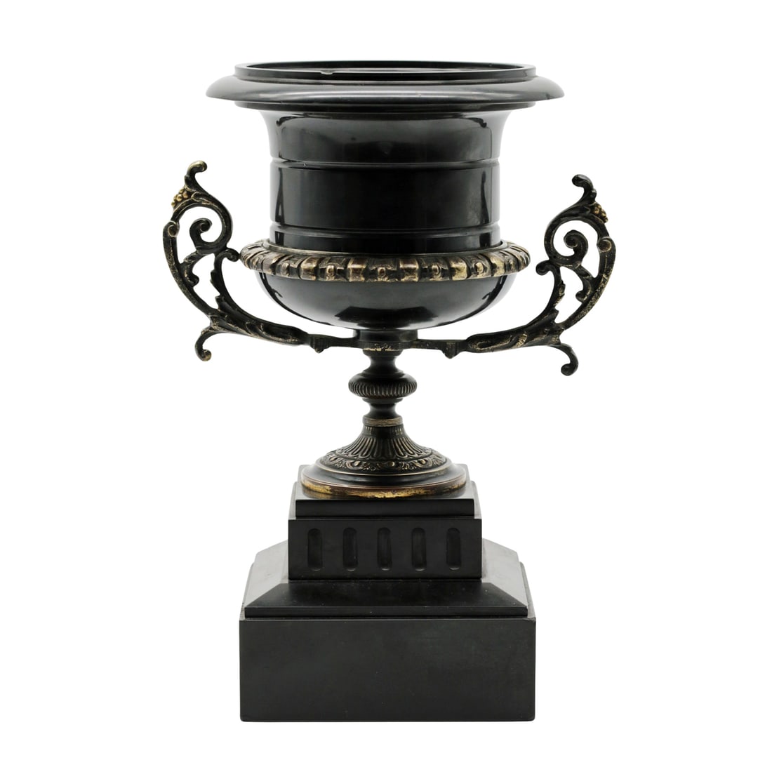 Antique Black Slate & Bronze Neoclassical Urn 19th Century French Empire Style Decorative Vase (1 of 7)