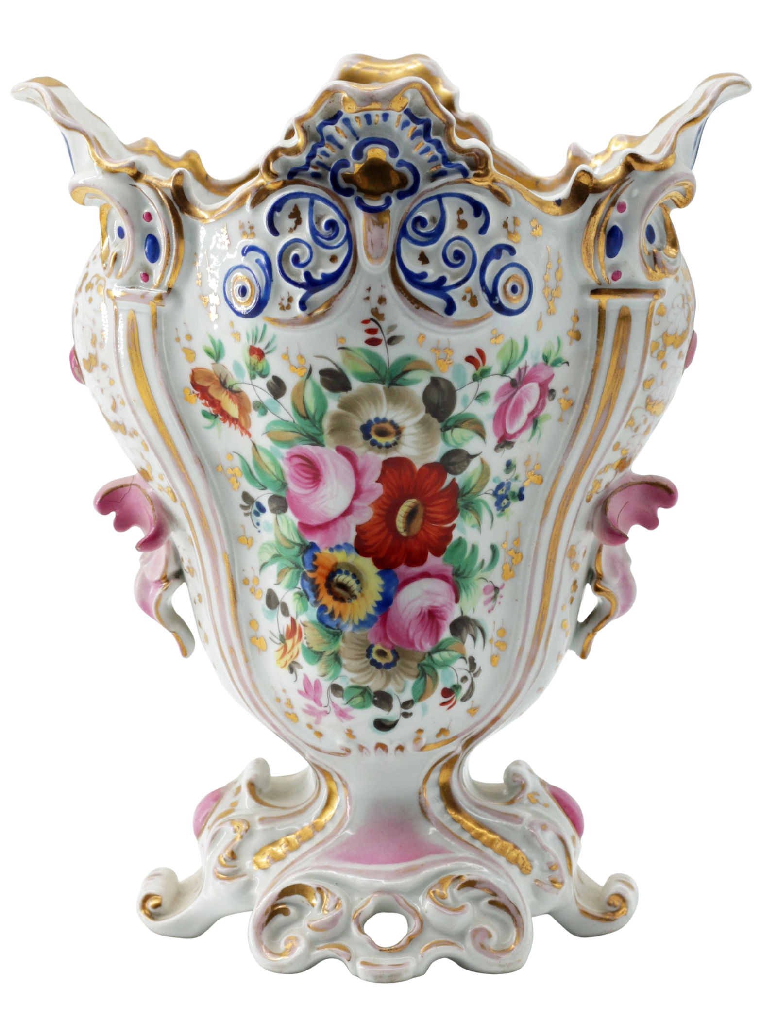 Old Paris Porcelain Vase with Polychrome Floral Decoration and Gilt Rococo Mounting (1 of 8)