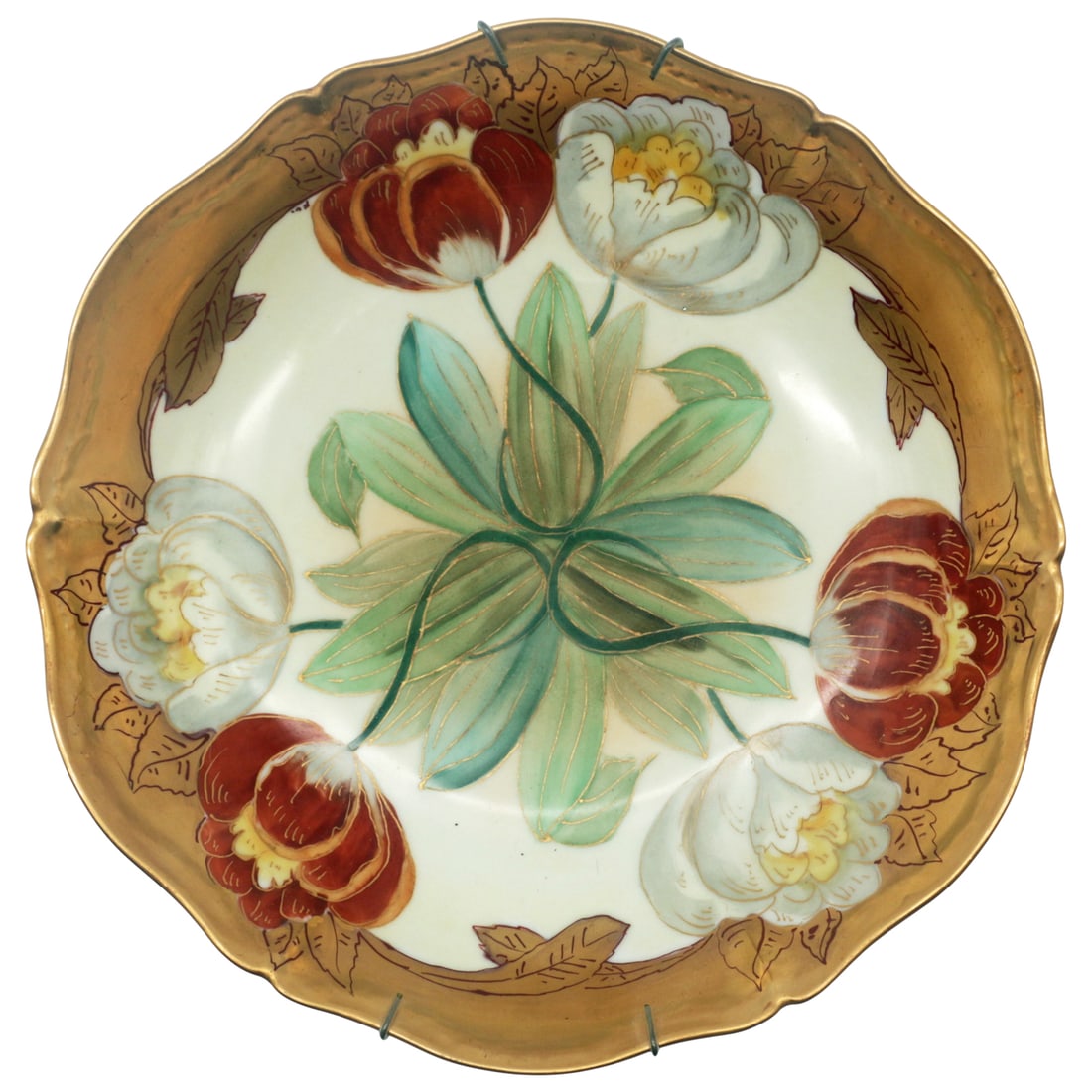 Pickard Hand-Painted Floral Bowl with Burnished Gold Rim - c. 1905-1910 (1 of 5)