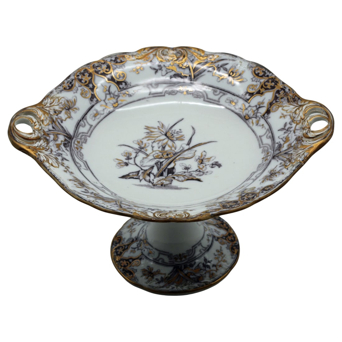 Wedgwood Pearlware IRIS Tazza / Compote with Hand Gilding, 1868 (1 of 7)