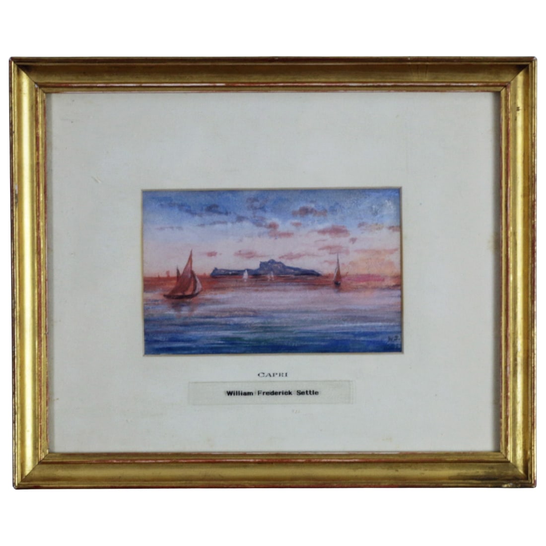 Capri Seascape Watercolor in the Style of William Frederick Settle (1 of 4)