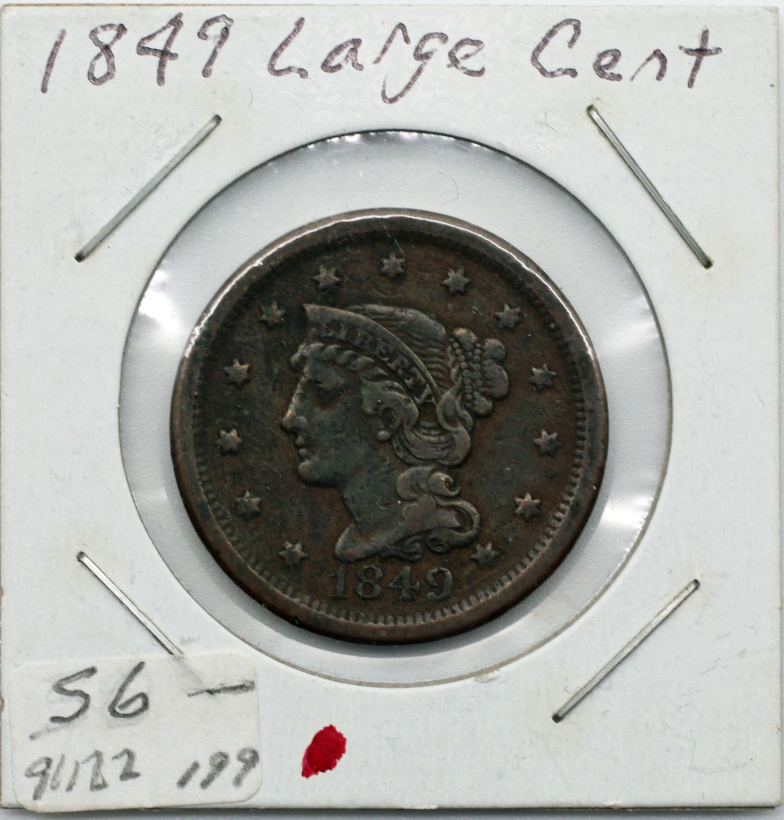 1849 Braided Hair Large Cent - VG (Very Good) (1 of 2)