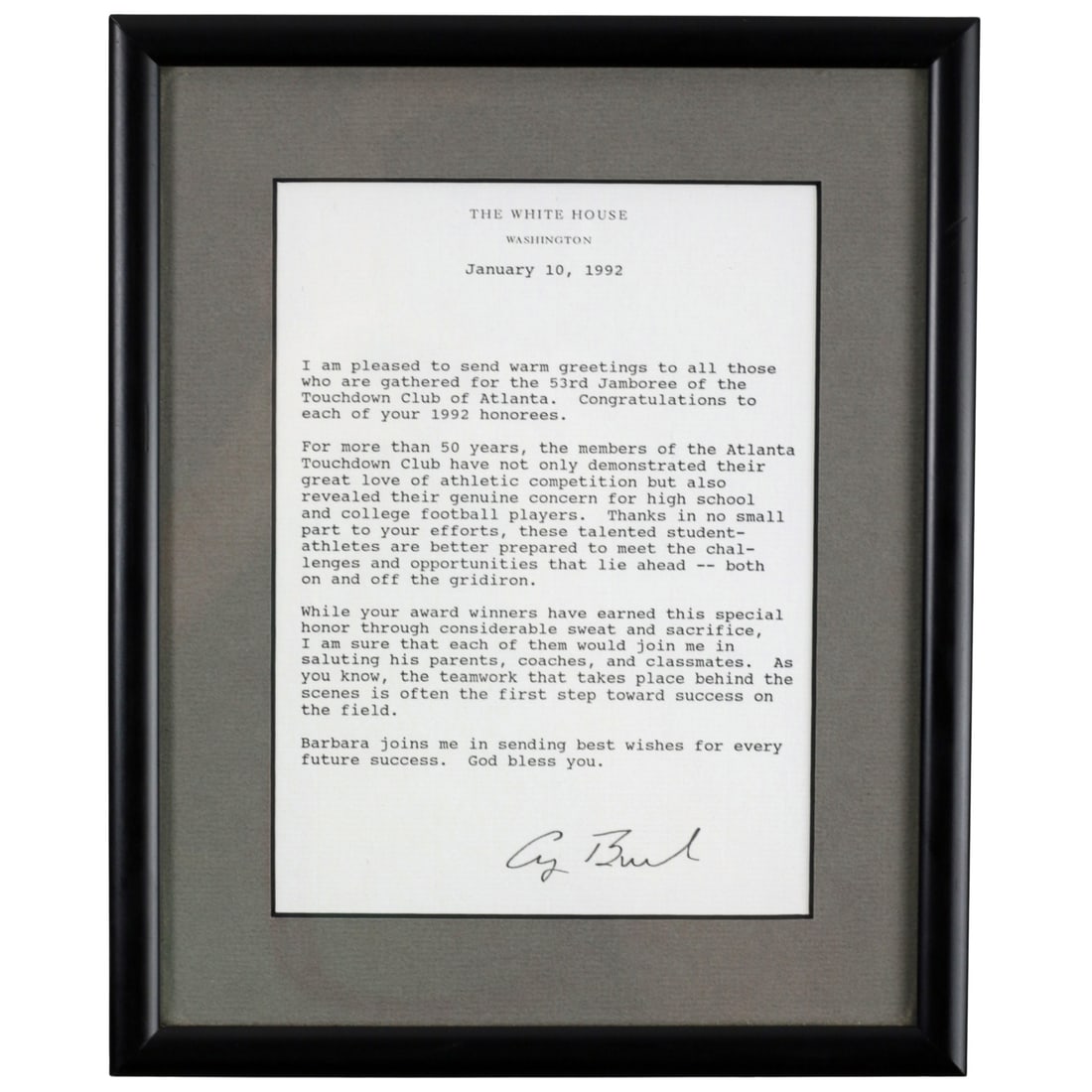 George Bush 1992 White House Letter (1 of 2)