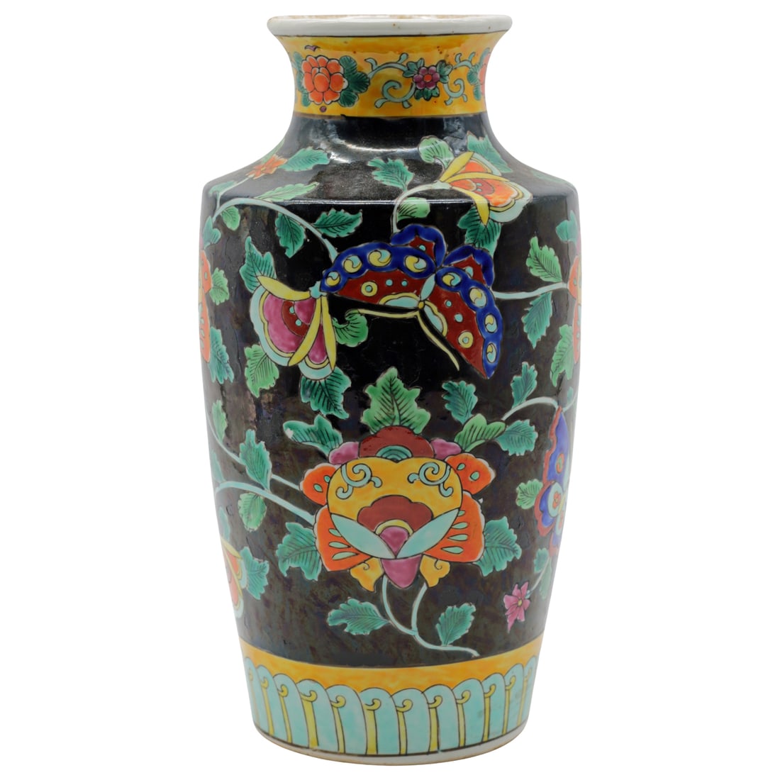 Chinese (Republic Period) - Famille Noire Vase with Peonies and Butterflies (1 of 9)