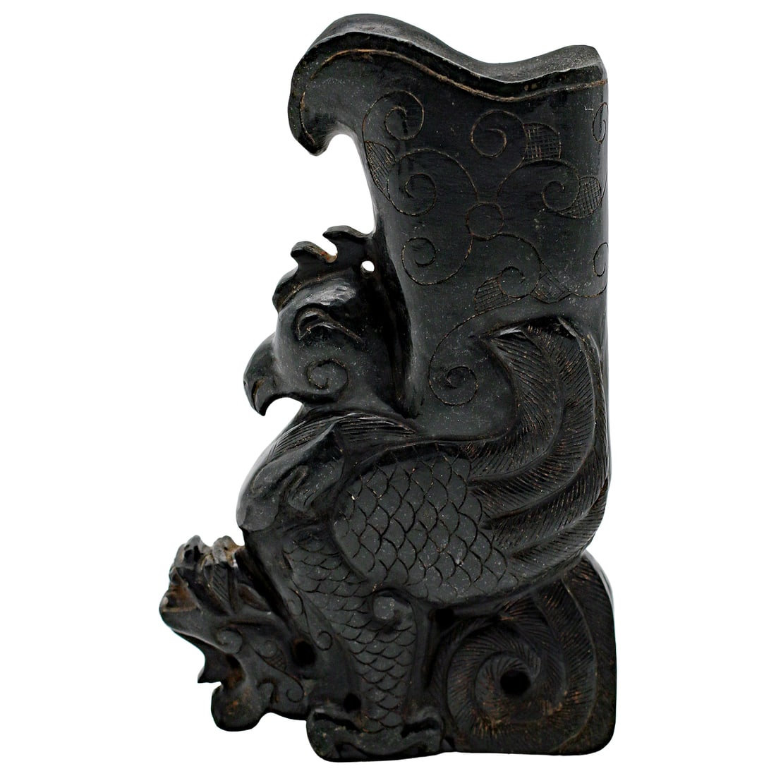 Chinese Archaistic Hardstone Phoenix Dragon Rhyton Cup (1 of 6)