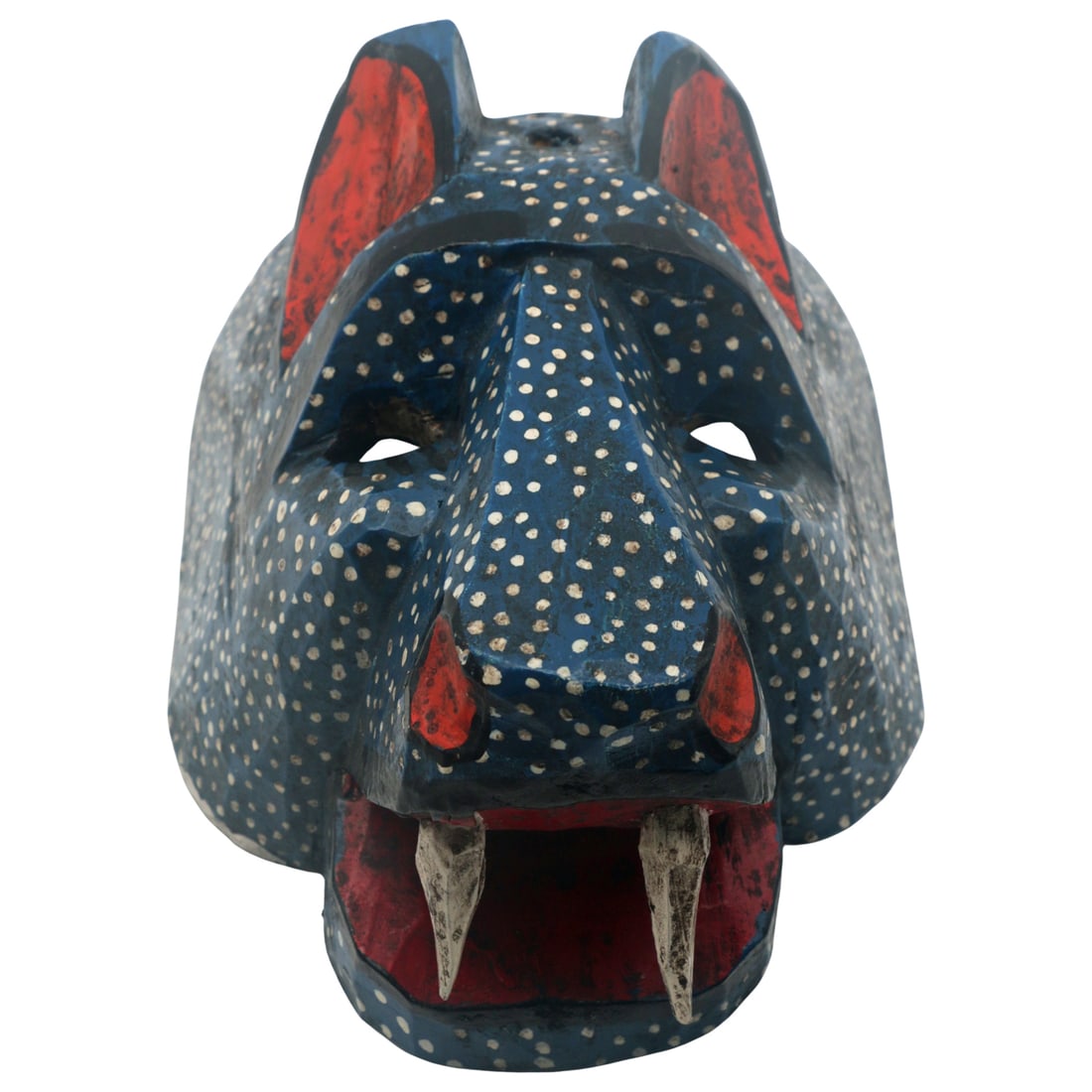Carved Wooden Panther Mask, Polychrome Folk Art, Late 20th Century (1 of 6)