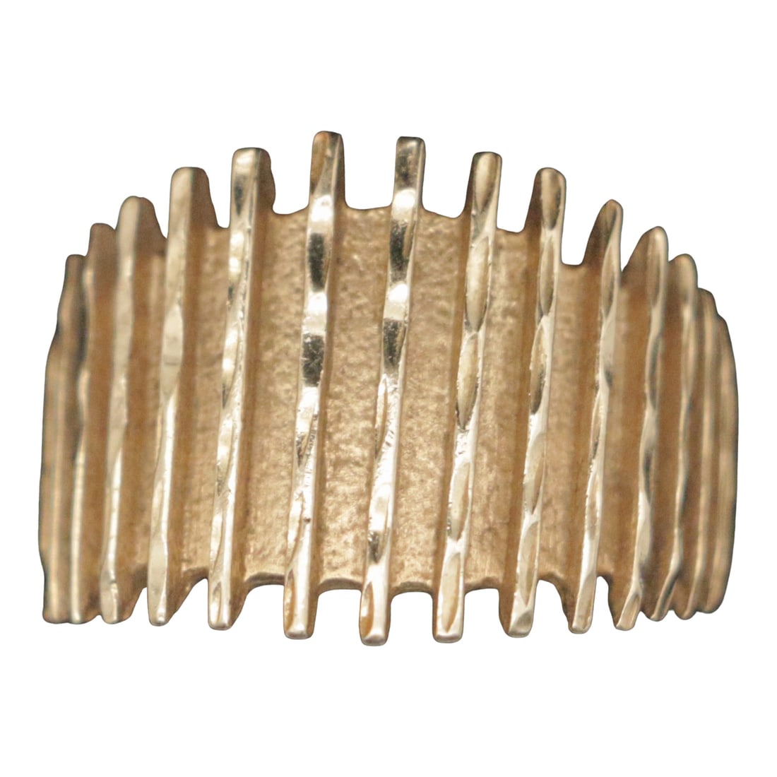 Italian 14K Yellow Gold Ribbed Brutalist Ring (1 of 6)