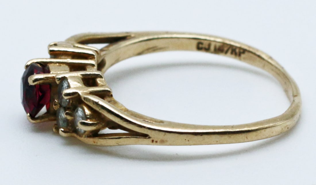 14K Ruby and Diamond Ring, Split Shoulder - 2