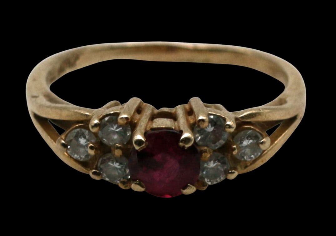 14K Ruby and Diamond Ring, Split Shoulder - 5