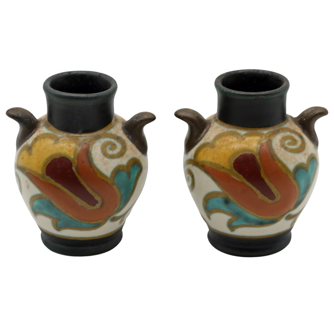 Gouda Holland Miniature Twin Handled Jars Pair (1 of 6)