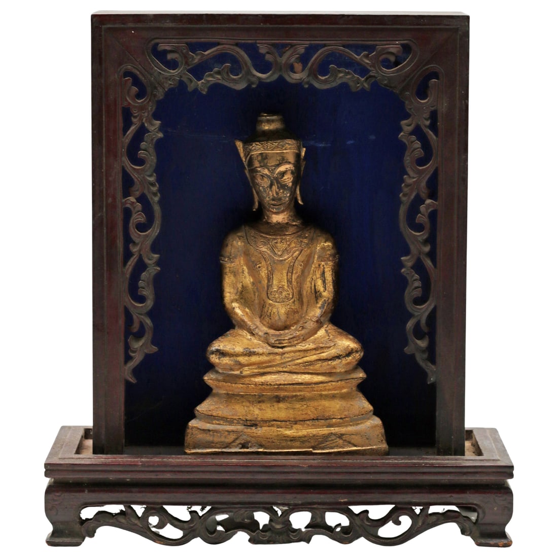 Thai Gilt Bronze Buddha in Chinese Hardwood Shrine (1 of 12)