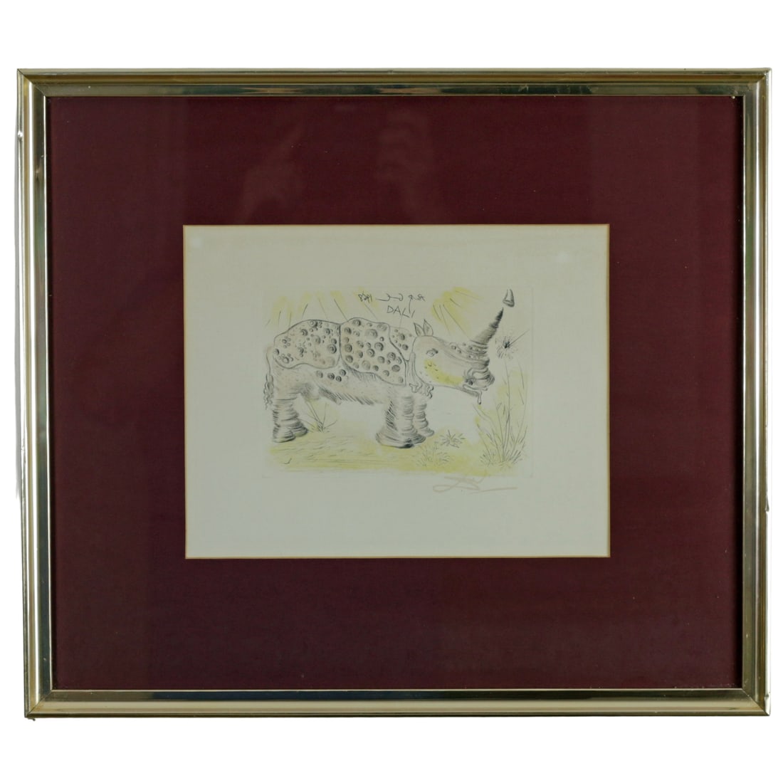 Rhinoceros After Salvador Dali Intaglio Etching Plate Signed Framed (1 of 5)