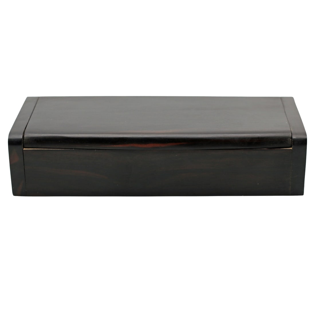 Solid Rosewood Hinged Box Mid Century Modern: Identification Mid to late 20th century decorative box in solid rosewood, likely produced for the home or office in a modernist or minimalist style. Dense hardwood construction with a hinged lid and s