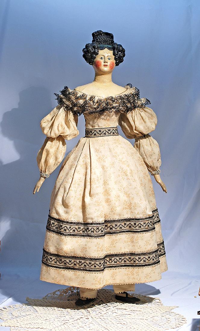 72.  LARGE EARLY GERMAN PAPER MACHE LADY WITH ELABORATE (1 of 3)