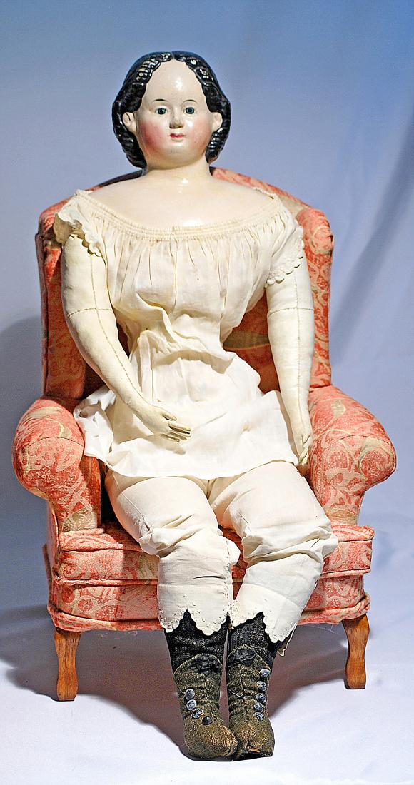 74.  LARGE 1858 PATENT DATE GREINER NO. 9 PAPIER MACHE (1 of 2)