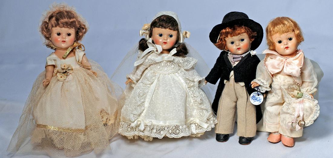 194.  FOUR VOGUE GINNY DOLLS AS BRIDAL PARTY. (1 of 1)