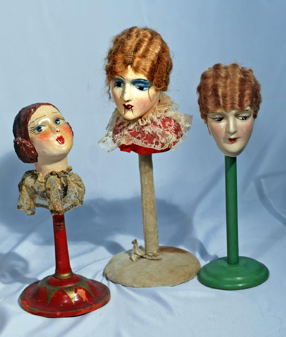 249.  THREE COMPOSITION, ART DECO HEAD, HAT STANDS. (1 of 1)
