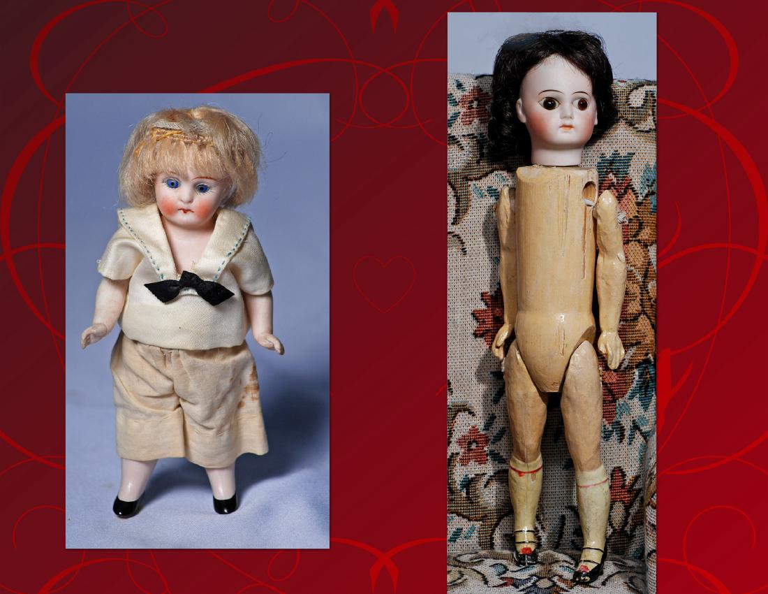 252.  GERMAN BISQUE BELTON-TYPE DOLL & ALL-BISQUE DOLL. (1 of 1)