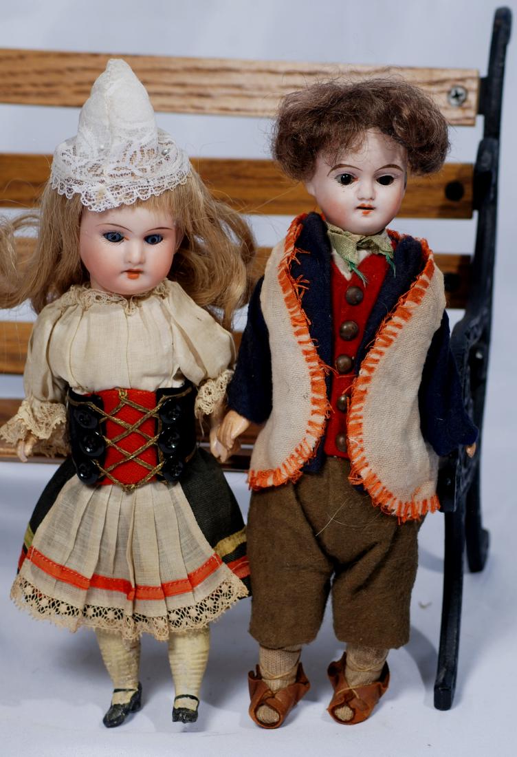 272.  TWO SMALL GERMAN BISQUE DOLLS.  9” boy and 8 ½” (1 of 1)