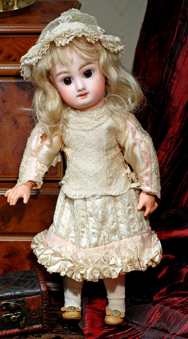 FRENCH BISQUE MARKED "M" BEBE BY MYSTERY MAKER.  Marks: (1 of 2)