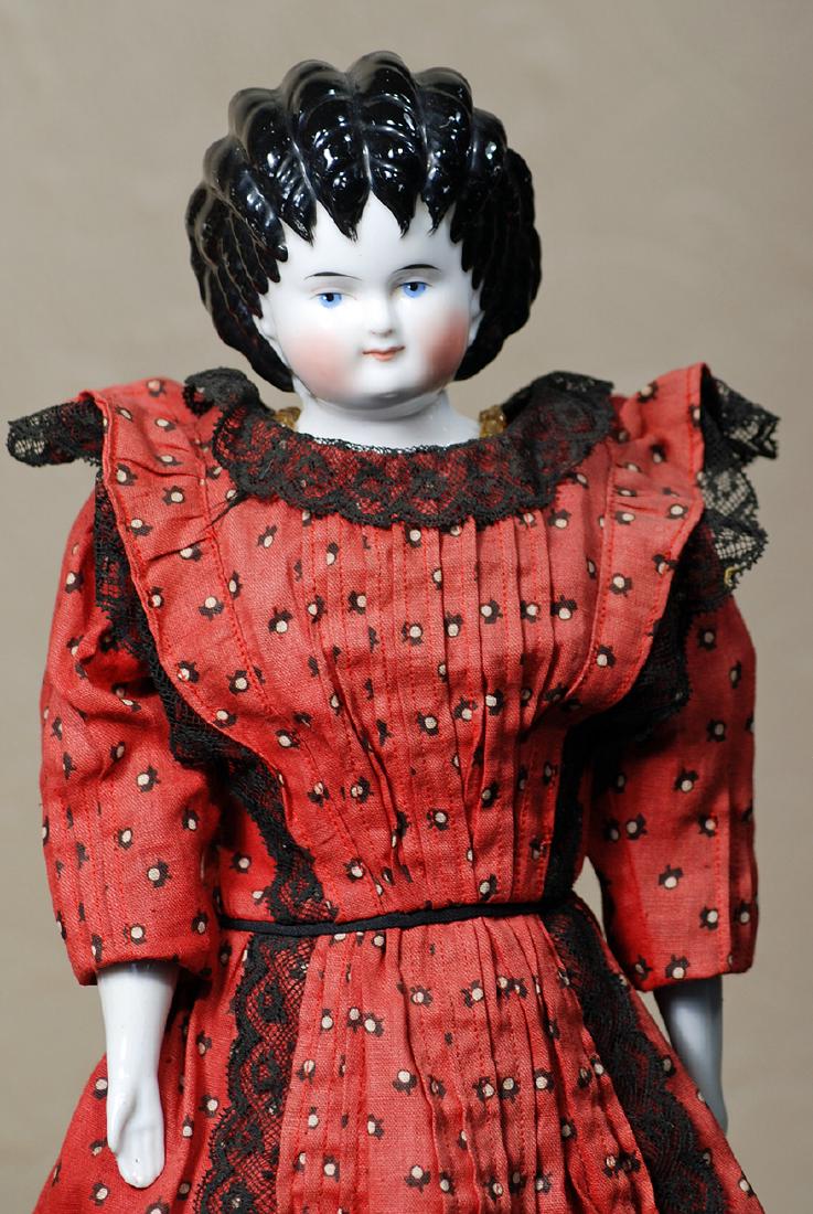 GERMAN CHINA DOLL WITH ELABORATE CURLS.  18". (1 of 2)