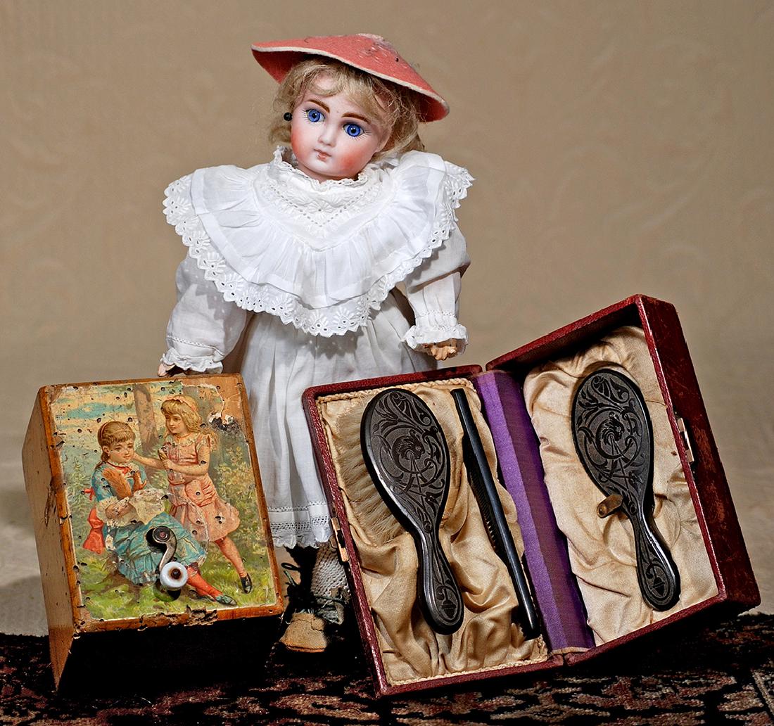 PETITE GERMAN BISQUE BELTON-TYPE DOLL.  Marks: 1 10". (1 of 2)