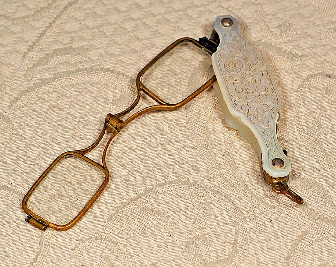 ANTIQUE LORGNETTE WITH MOTHER-OF-PEARL CASE.  2 ¾". (1 of 1)