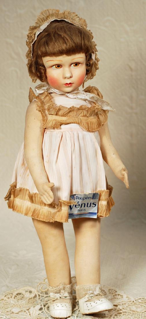 FRENCH CLOTH DOLL, POUPEES VENUS, BY RAYNAL.  17".  All (1 of 2)