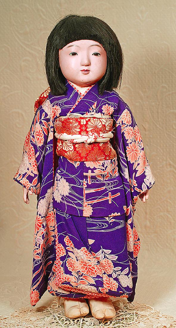 JAPANESE PAPIER MACHE ICHIMATSU DOLL IN ORIGINAL (1 of 2)
