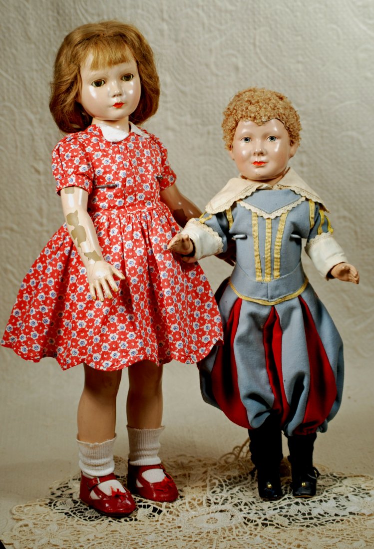 TWO COMPOSITION DOLLS BY DEWEES COCHRAN (1 of 1)